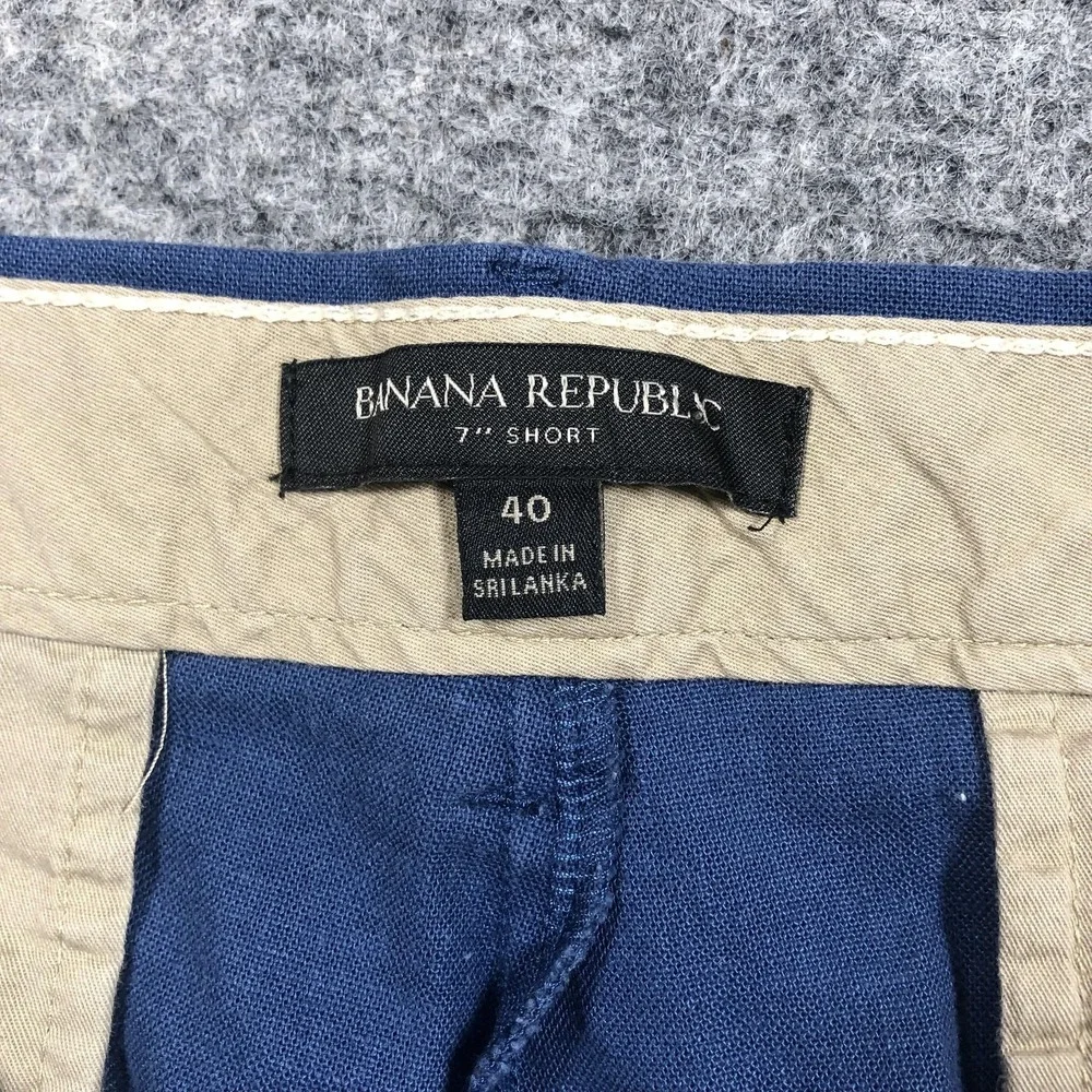 Banana Republic Shorts Mens 40 Blue Linen Blend Chino 7 Inch Casual Summer